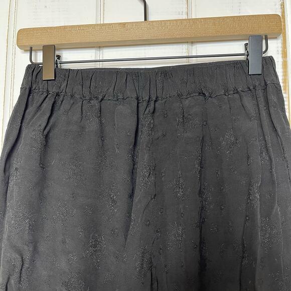 CP Shades Black Floral Brocade Elastic Waist Wide Leg Pockets Crop Pants S - Picture 6 of 7